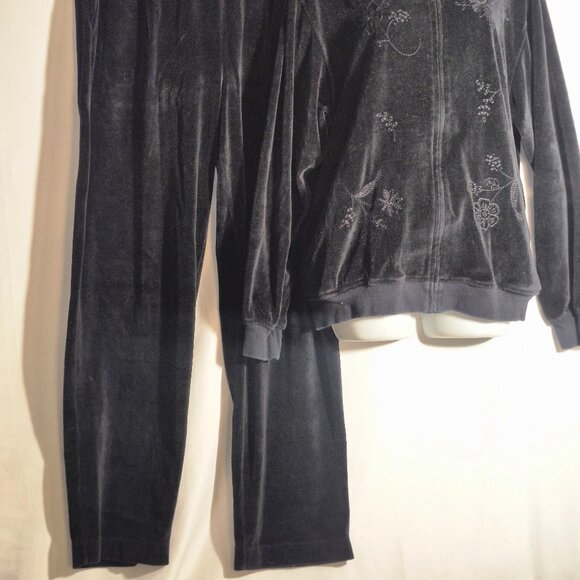 ALFRED DUNNER 2-piece casual fleece jacket and pants set, black in size 12 - Picture 8 of 16